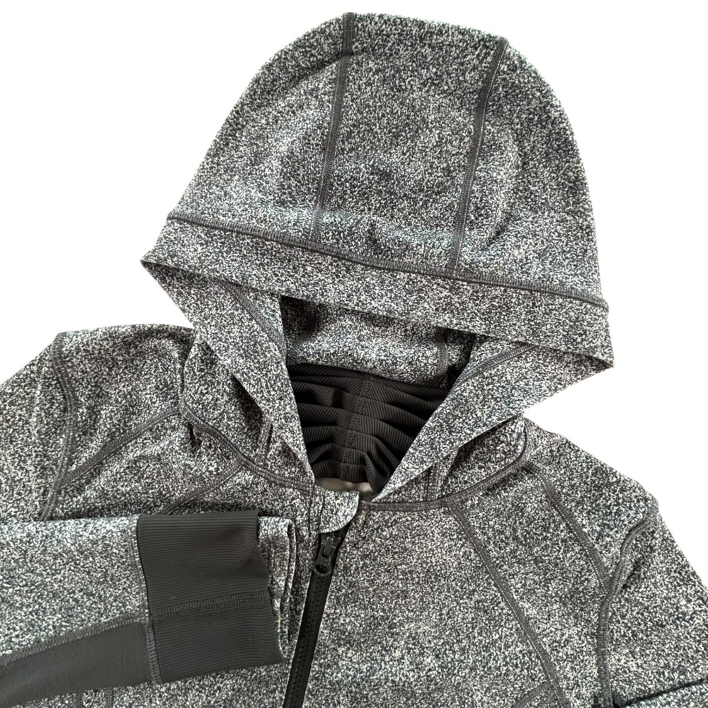 Lululemon Salt and Pepper Space Dye Full Zip Hoodie Jacket Size 10 Black White
